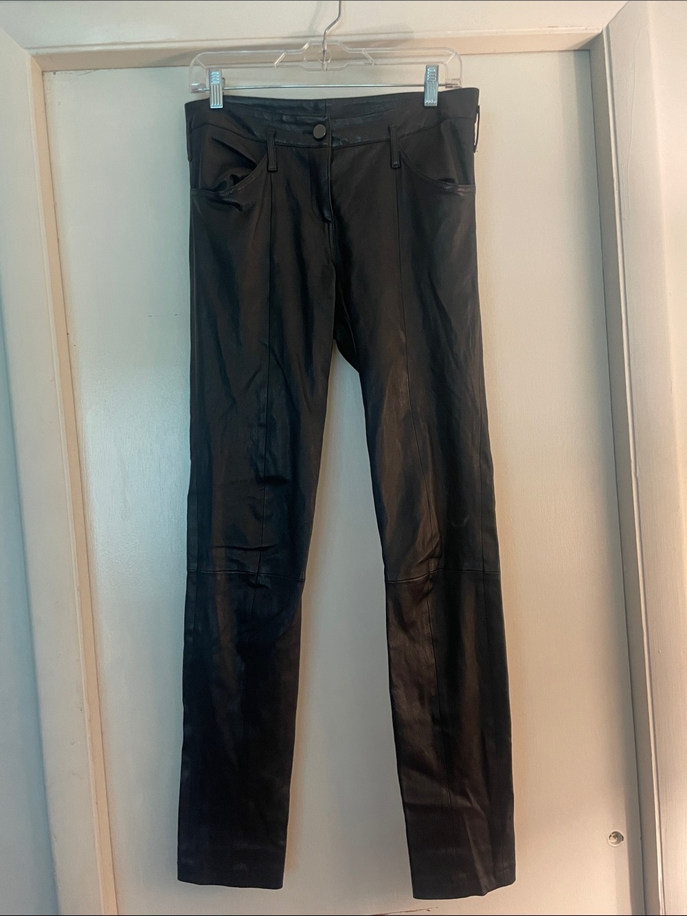 Tory Burch | Women's straight Black Leather pants-Size small